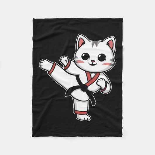 Karate Taekwondo Grappige Kat Jiu Jitsu Vrouwen Me Fleece Deken (Voorkant)