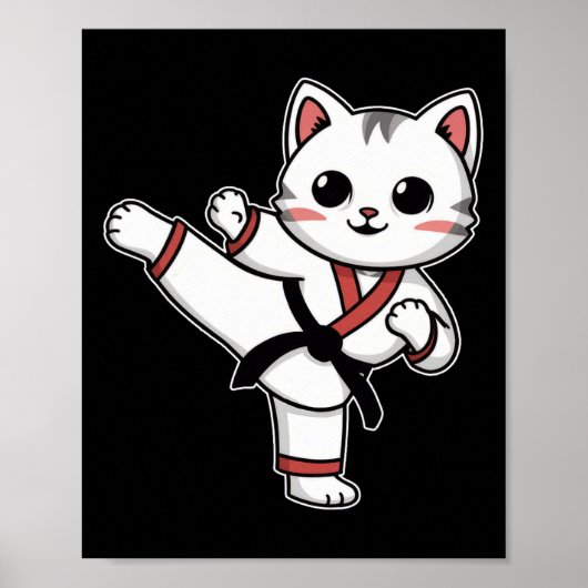 Karate Taekwondo Grappige Kat Jiu Jitsu Vrouwen Me Poster (Voorkant)