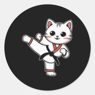 Karate Taekwondo Grappige Kat Jiu Jitsu Vrouwen Me Ronde Sticker
