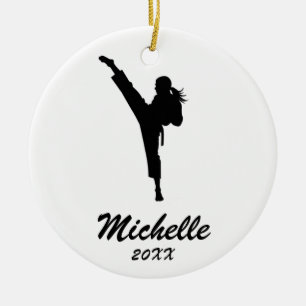 Karate / Taekwondo / judo Gepersonaliseerde Kerst Keramisch Ornament