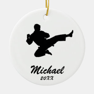 Karate / Taekwondo / judo Gepersonaliseerde Kerst Keramisch Ornament