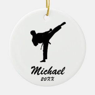 Karate / Taekwondo / judo Gepersonaliseerde Kerst Keramisch Ornament