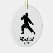 Karate / Taekwondo / judo Gepersonaliseerde Kerst Keramisch Ornament (Rechts)