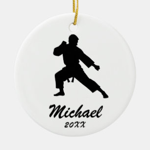 Karate / Taekwondo / judo Gepersonaliseerde Kerst Keramisch Ornament