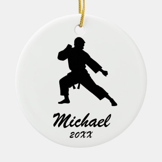 Karate / Taekwondo / judo Gepersonaliseerde Kerst Keramisch Ornament (Voorkant)