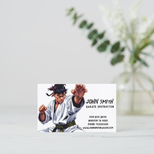 Karate Taekwondo Judo Martial Arts Instructor Visitekaartje (Staand voorkant)