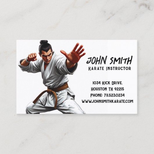 Karate Taekwondo Judo Martialarts-instructeur Visitekaartje (Voorkant)