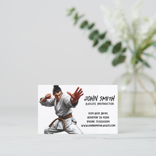Karate Taekwondo Judo Martialarts-instructeur Visitekaartje (Staand voorkant)