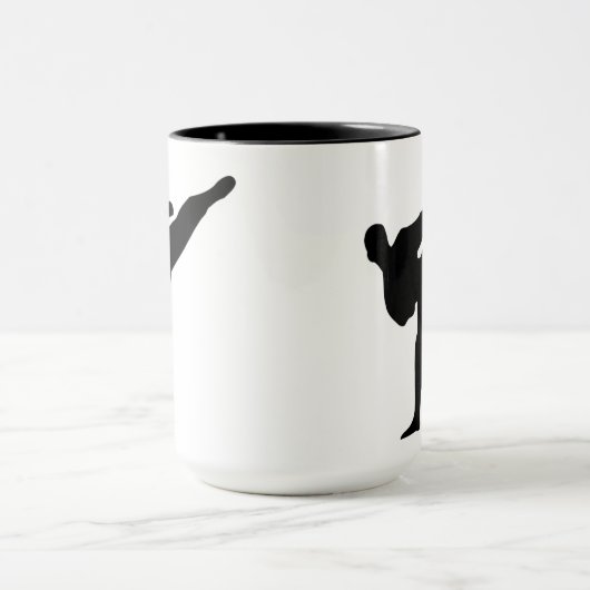 Karate / Taekwondo Kick Silhouette Coffee Mok (Midden)