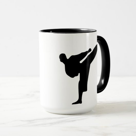 Karate / Taekwondo Kick Silhouette Coffee Mok (Voorkant rechts)