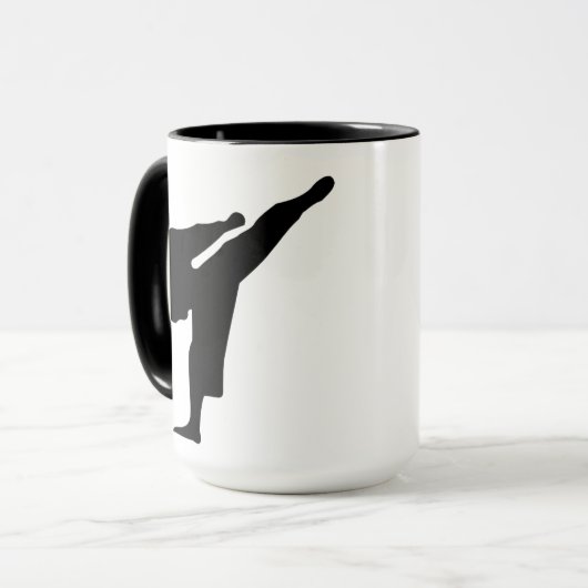 Karate / Taekwondo Kick Silhouette Coffee Mok (Voorkant links)