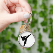 Karate / Taekwondo Kick Silhouette Round Sleutelha Sleutelhanger (Hand)
