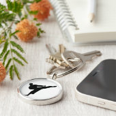 Karate / Taekwondo Kick Silhouette Round Sleutelha Sleutelhanger (Zijkant)