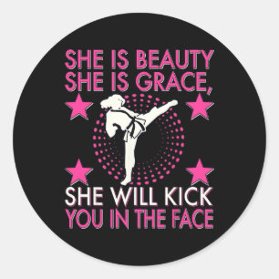 Karate Taekwondo Meisje Vrouwen Karate Trap Ronde Sticker