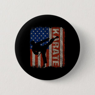 Karate Taekwondo Usa Amerikaanse Vlag Vintage 4 ju Ronde Button 5,7 Cm