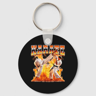 Karate Taekwondo Vlammen 90s Bootleg Stijl Sleutelhanger
