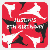 Karate thema kind's Verjaardagsfeest stickers (Voorkant)