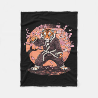 Karate Tijger Sakura Bloemen Taekwondo Jiu-Jitsu Fleece Deken