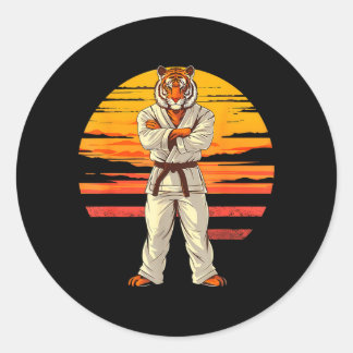 Karate Tijger Zonsondergang Jiu-Jitsu Taekwondo Mm Ronde Sticker