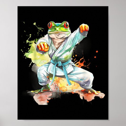 Karate Toad Jiu-Jitsu Judo Mma Taekwondo Kikker Poster (Voorkant)