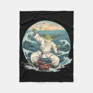 Karate Toad Taekwondo Strand Zonsondergang Vechtku Fleece Deken