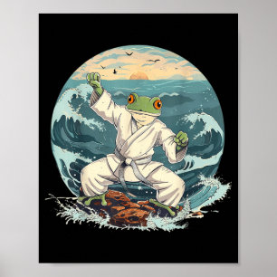 Karate Toad Taekwondo Strand Zonsondergang Vechtku Poster