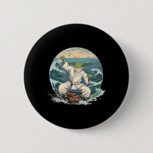 Karate Toad Taekwondo Strand Zonsondergang Vechtku Ronde Button 5,7 Cm