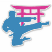 Karate Torii Neon Vechters Sticker (Voorkant)
