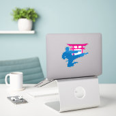 Karate Torii Neon Vechters Sticker (Laptop op bureau)