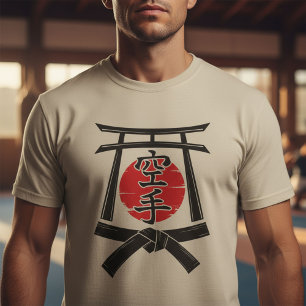 Karate - Torii poort, Zon en Kanji T-shirt