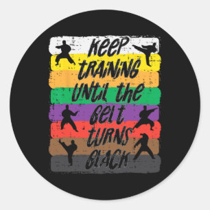 Karate Trainingsriem Wordt Zwart Martial Arts Mann Ronde Sticker