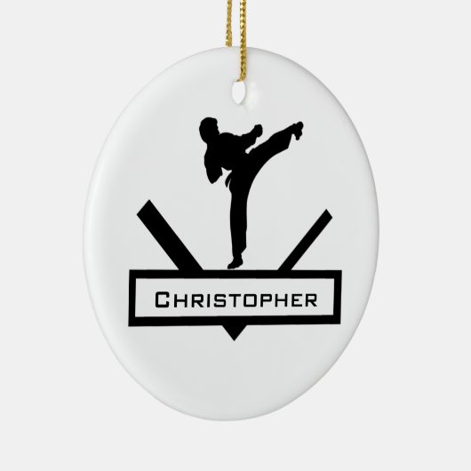 Karate trap gepersonaliseerde naamgeving keramisch ornament (Rechts)