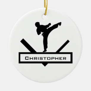 Karate trap gepersonaliseerde naamgeving keramisch ornament