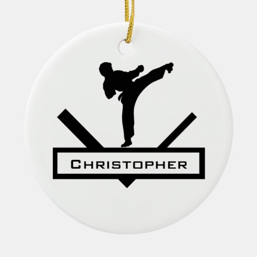 Karate trap gepersonaliseerde naamgeving keramisch ornament (Voorkant)