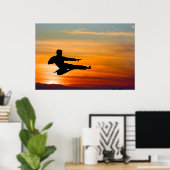 Karate trap in zonsopgang, poster (Thuiskantoor)