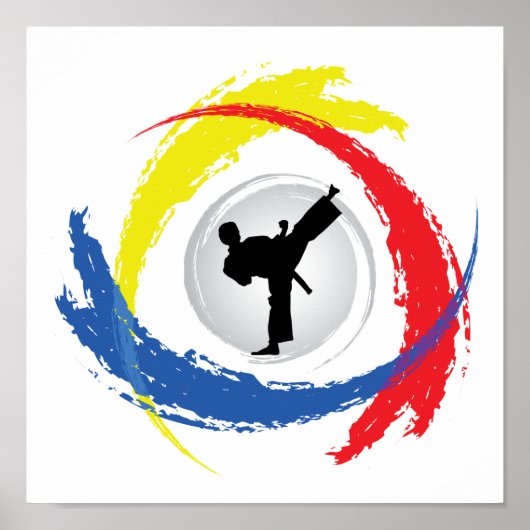 Karate Tricolor Emblem Poster (Voorkant)
