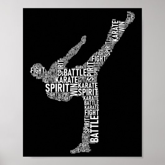 Karate Typography - Martial Arts Coach Comt Self D Poster (Voorkant)