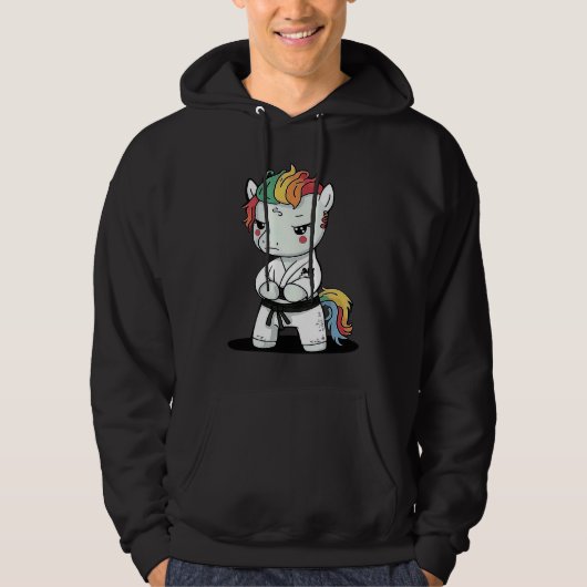 Karate Unicorn in Keikogi Japanese Karateka Hoodie (Voorkant)