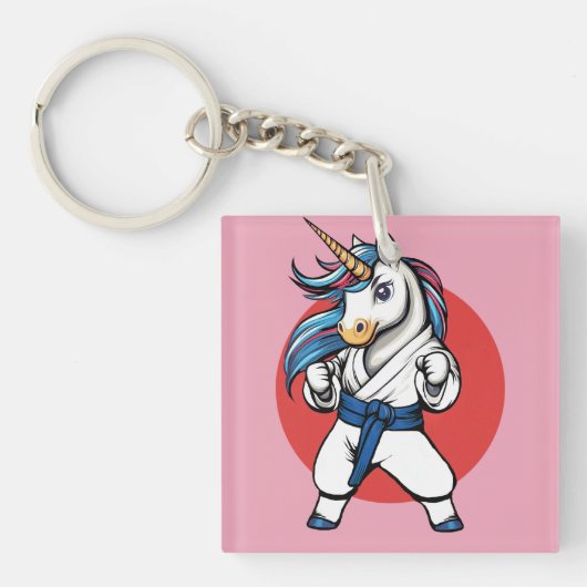 Karate Unicorn The cutest fighter Sleutelhanger (voorkant)