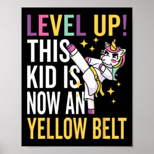 Karate Uniform Eenhoorn Level Up Gele Belt Award Poster
