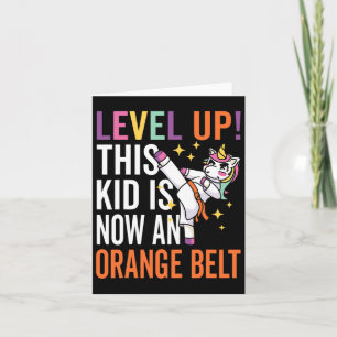 Karate Uniform Unicorn Level Up Oranje Belt Award Kaart