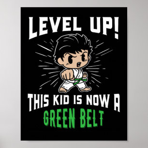 Karate-uniform voor kinderen groene band ondersche poster