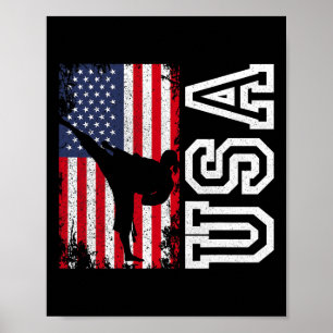 Karate Usa Vlag 4 juli Patriottisch Amerikaans Poster