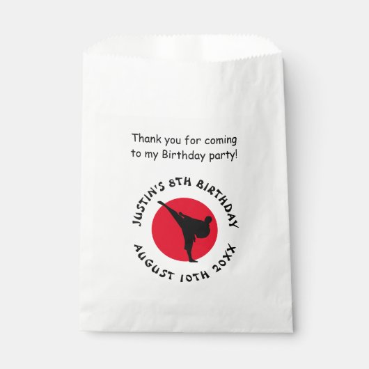 Karate vechtsport thema kinderen Verjaardagsfeest Bedankzakje (Voorkant)