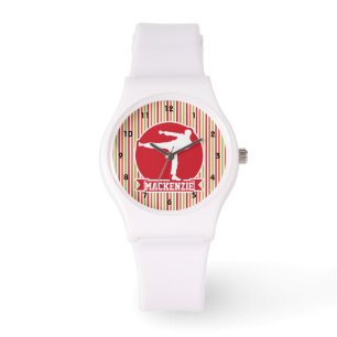 Karate, vechtsporten; rood, groen, Oranje strepen Horloge