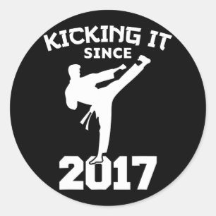 Karate vechtsporten schoppen het sinds Grappig Kin Ronde Sticker