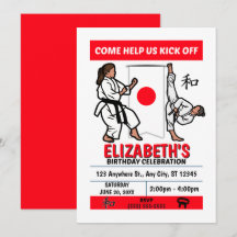 Karate Verjaardagsfeest Uitnodiging (Meisjes)