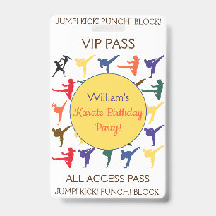Karate verjaardagsfeestje VIP All Access Pas Badge