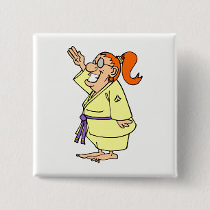 Karate Vierkante Button 5,1 Cm