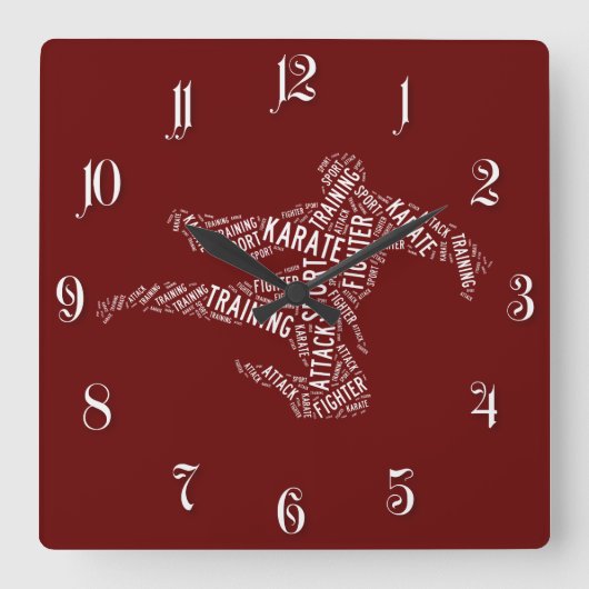 Karate Vierkante Klok (Voorkant)
